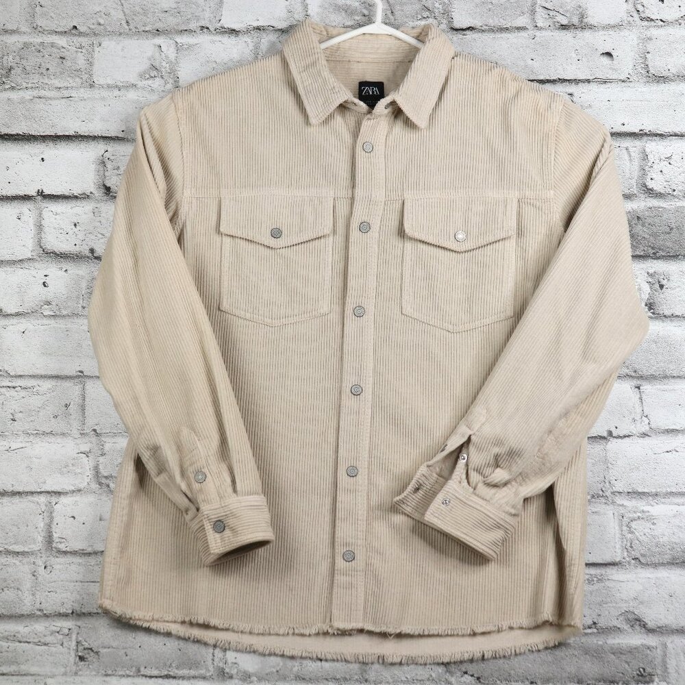 Zara Men's Large Corduroy Overcoat/ Shacket Relaxed Fit New Wide Wale  BN